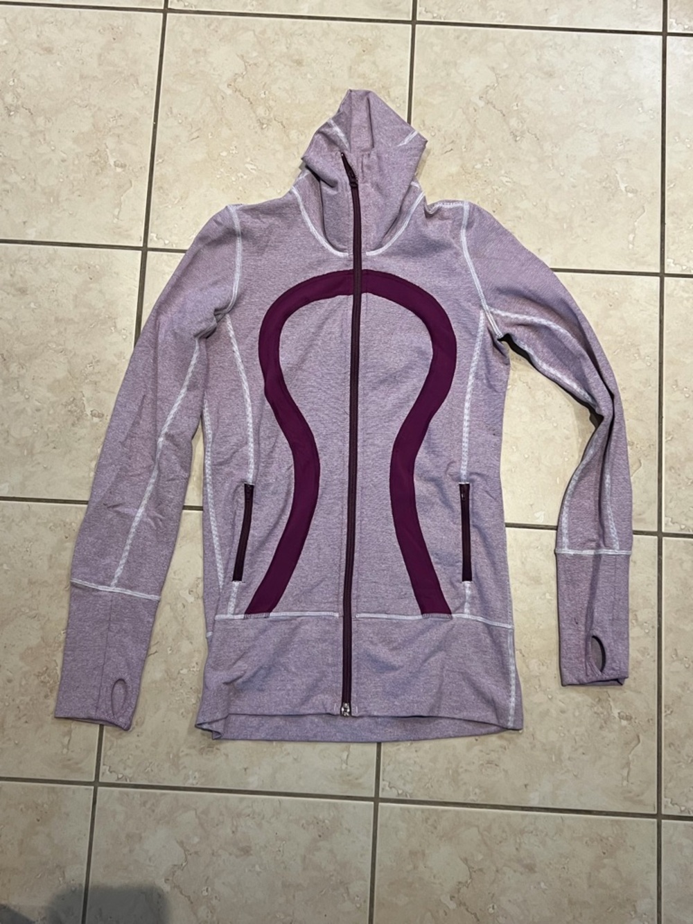 Lululemon light  Purple Hooded Athletic Jacket with Dark Magenta Accents